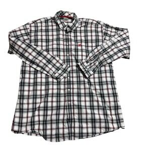 Cinch Mens XXL Plaid Button Down Shirt Long Sleeve Western White Red Black‎